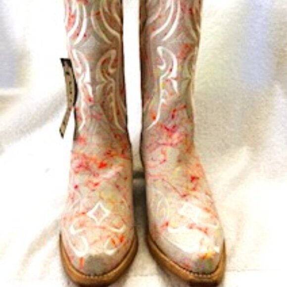 Ferrini Shoes - Ferrini "Belle" splatter paint boot with white embroidery NWT Women's Size 7
